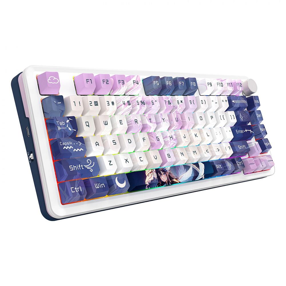 Механична Bluetooth и безжична геймърска клавиатура Redragon Cyrus Pro Anime K681ACG-RGB-PRO с RGB осветление - бяла - Image 2
