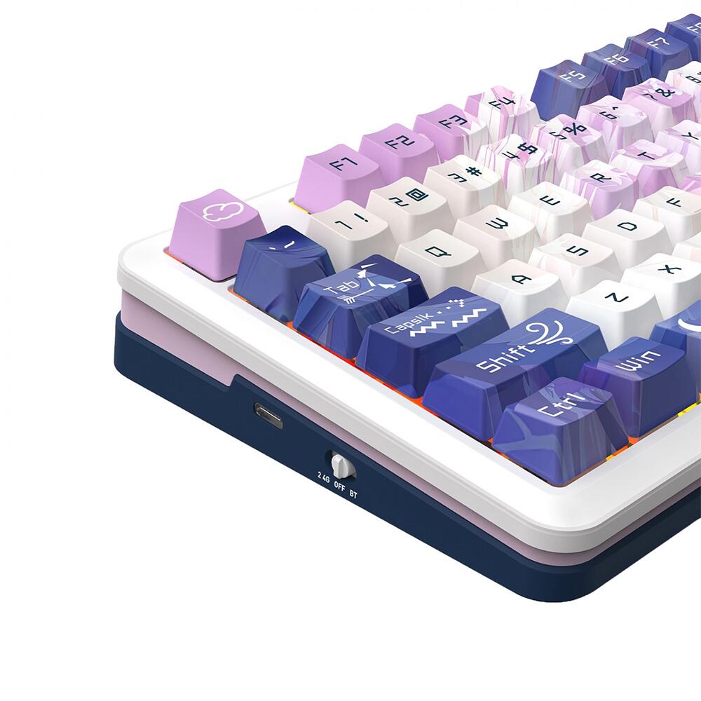 Механична Bluetooth и безжична геймърска клавиатура Redragon Cyrus Pro Anime K681ACG-RGB-PRO с RGB осветление - бяла - Image 4
