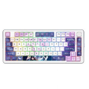 Механична Bluetooth и безжична геймърска клавиатура Redragon Cyrus Pro Anime K681ACG-RGB-PRO с RGB осветление - бяла