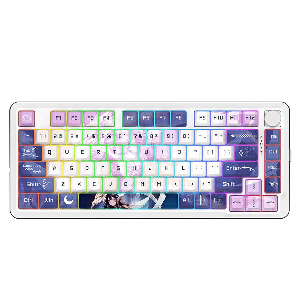 Механична Bluetooth и безжична геймърска клавиатура Redragon Cyrus Pro Anime K681ACG-RGB-PRO с RGB осветление - бяла