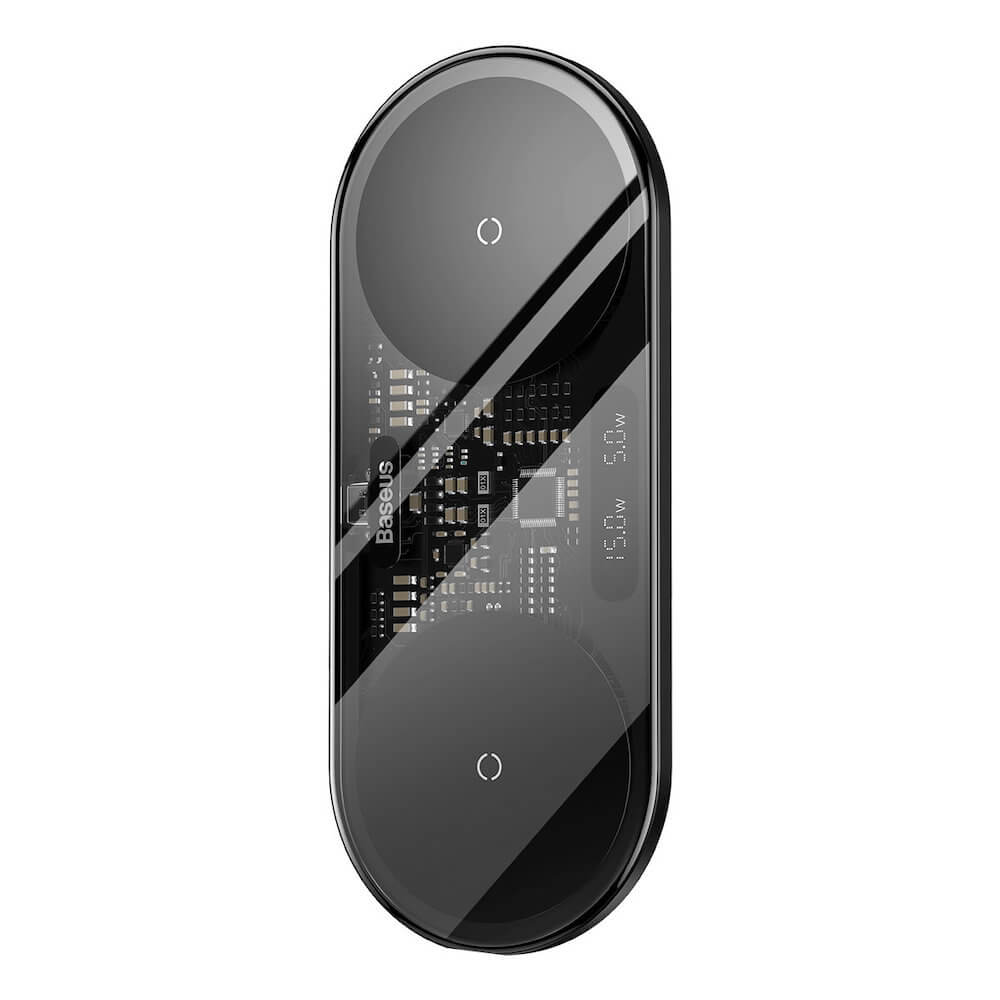 Безжично зарядно устройство Baseus WXSX010101 2in1 20W за Qi съвместими устройства, черен-прозрачен - Image 4