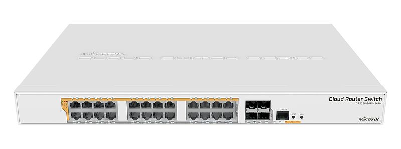 24 портов гигабит Ethernet комутатор MikroTik CRS328-24P-4S+RM