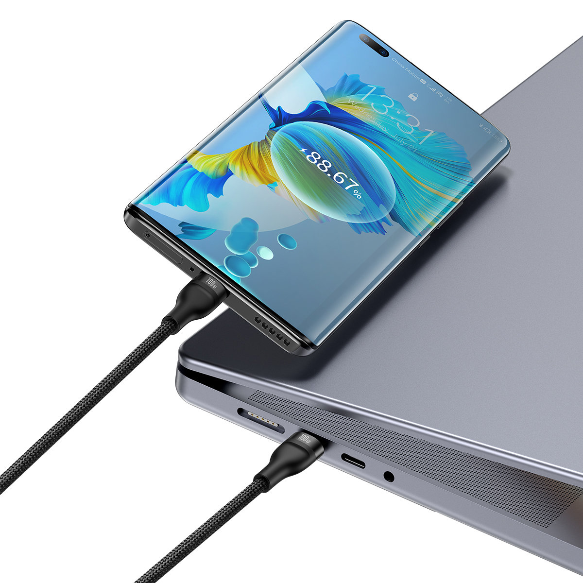 Кабел Baseus Flash Series Ⅱ Fast Charging 2 в 1 USB-C - 2xUSB-C 100W 1.5м CASS060001 - черен - Image 3