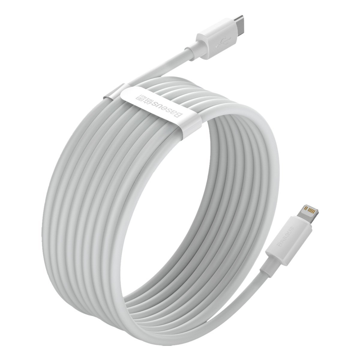 Кабел Baseus TZCATLZJ-02 USB-C към Lightning за бързо зареждане 2 броя, PD 20W, 1.5м - бял - Image 5