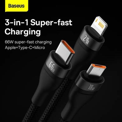 Кабел за данни за бързо зареждане Baseus Flash Series Ⅱ USB към M L C 66W 1.2м CASS040001 - черен - Image 4