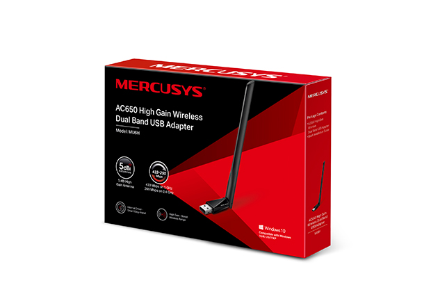 Безжичен USB 2-лентов адаптер Mercusys MU6H AC650 - Image 3