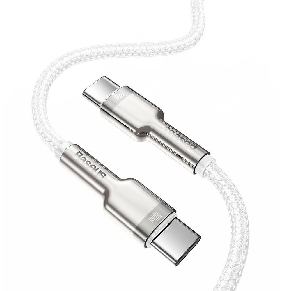 Кабел Baseus Cafule Series Type-C към Type-C, 100W, 2м, бял - Image 2