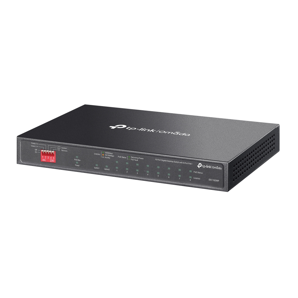 10-портов неуправляем комутатор TP Link Omada DS110GMP с 8-портов PoE+ - Image 4