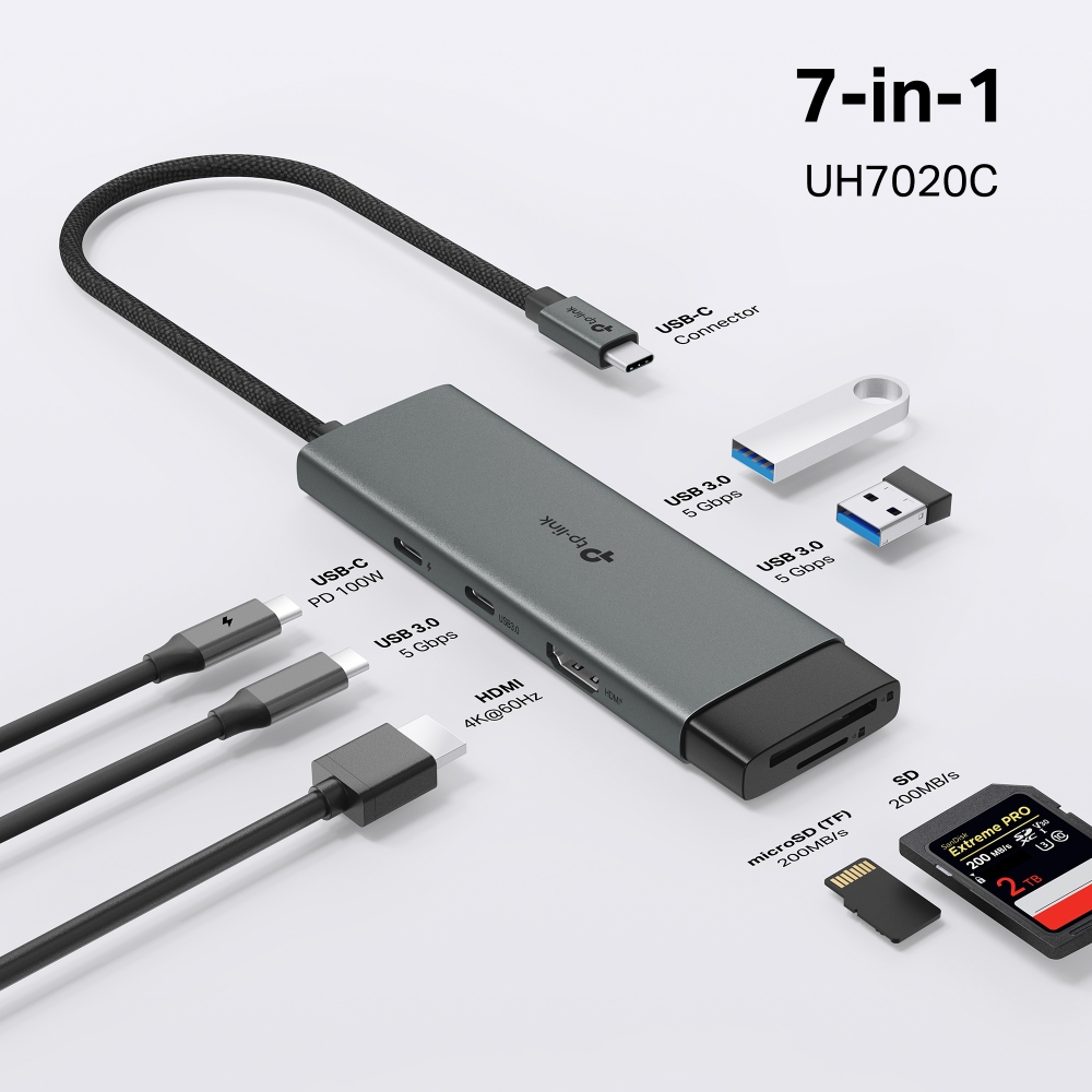 USB хъб TP-Link Type-C 7 в 1 UH7020C - Image 4