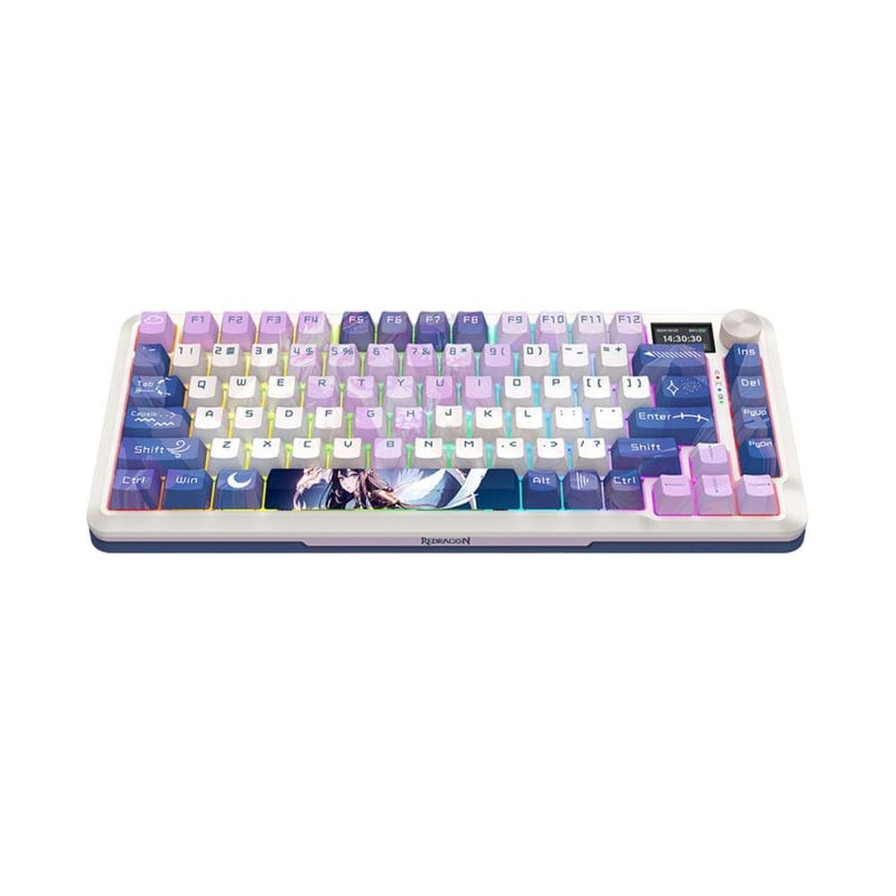 Геймърска Bluetooth и безжична механична геймърска клавиатура Redragon Flekact Pro K708AK-RGB-PRO с RGB осветление - бяла/аниме - Image 2