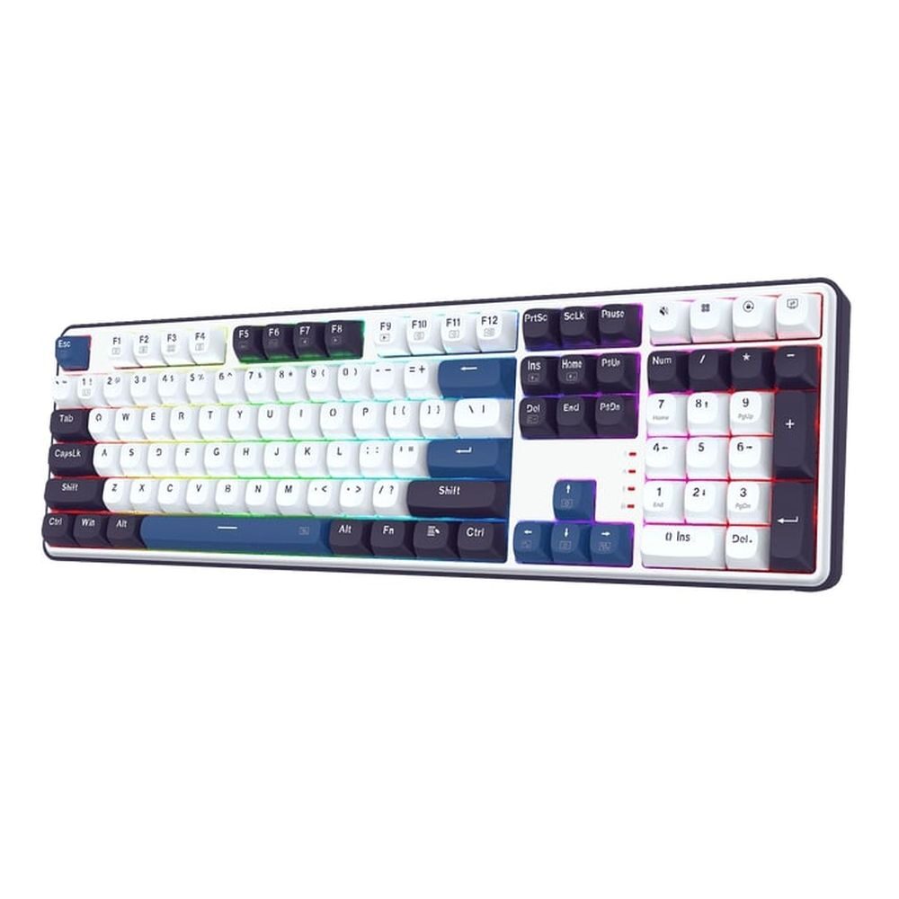 Механична геймърска клавиатура Redragon Wyvern K689WBB-RGB с RGB подсветка - бяло/синьо