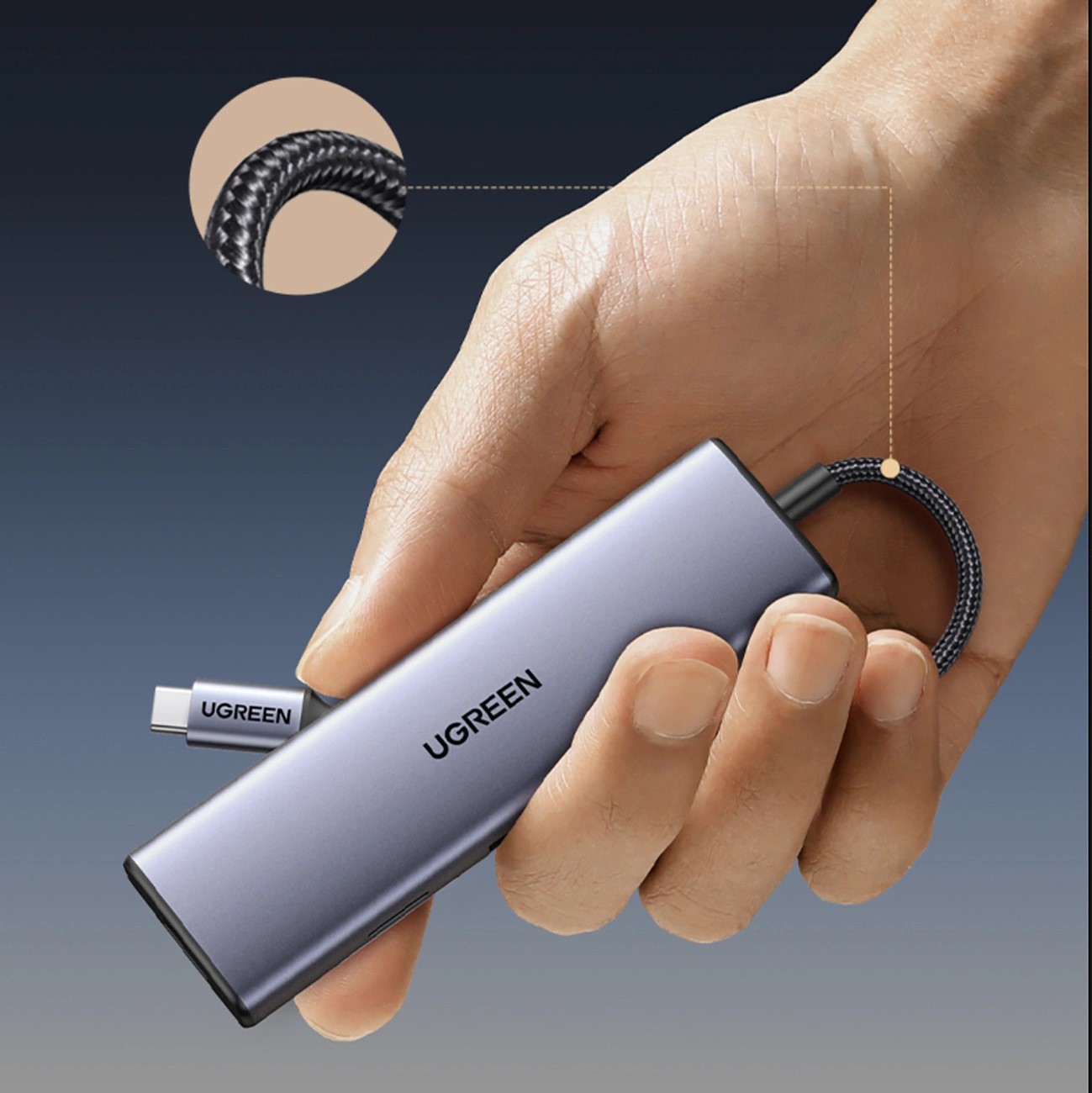 Мултифункционален USB хъб Ugreen CM498 15600 USB-C - 3x USB-A 3.0 / HDMI / VGA / RJ45 / SD / TF Card Reader / USB-C PD - сив - Image 5
