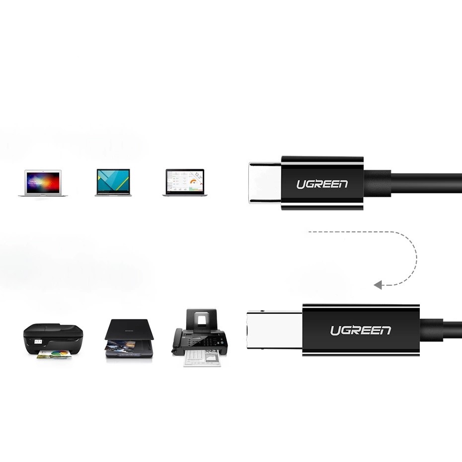 Кабел за принтер UGREEN US241 USB-C към USB-B 2.0, 1 м - черен - Image 4