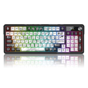 Bluetooth и безжична механична геймърска клавиатура Redragon Artemis Pro Anime K719GF-RGB-PRO RGB осветление - черно с бяло