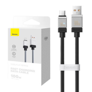 Кабел  Baseus CoolPlay USB към USB-C 100W 1м CAKW000601 - черен