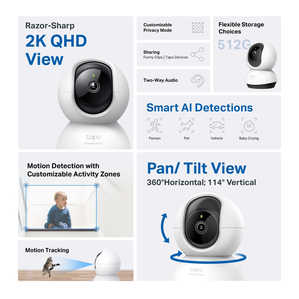 Wi-Fi Pan/Tilt камера за наблюдение TP-Link Tapo C220 - Image 2