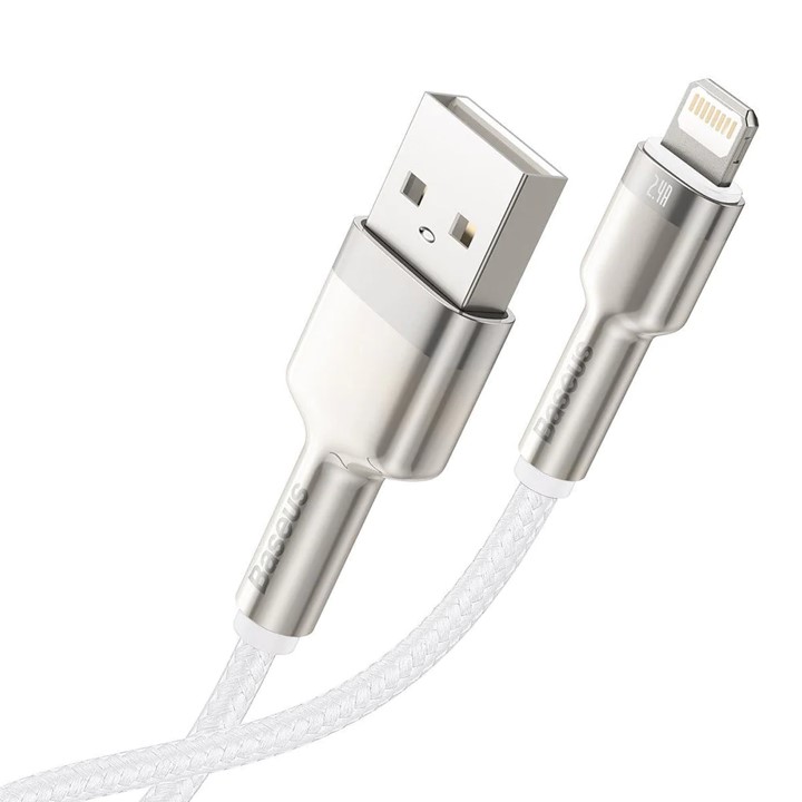 Кабел Baseus Cafule Metal Series USB-A към Lightning, 1м CALJK-A02 - бял - Image 2