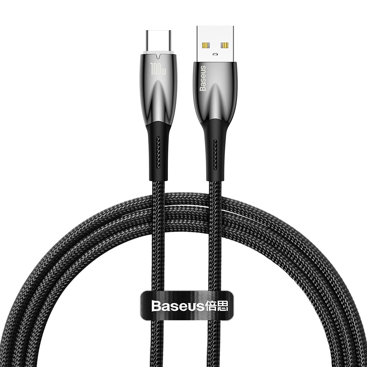 Кабел Baseus Glimmer Series USB-A - USB-C 100W 480Mbps 2м CADH000501 - черен