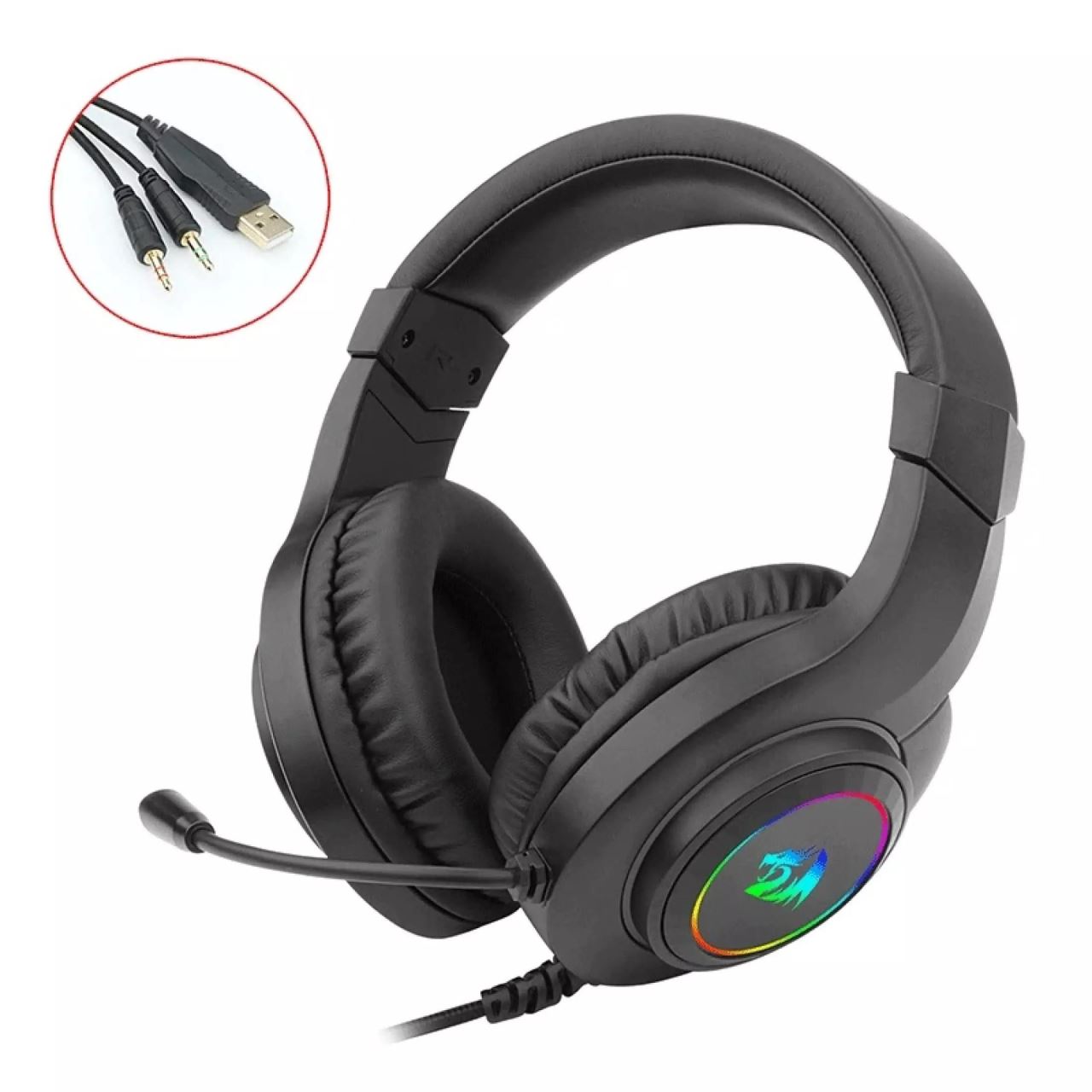USB RGB LED геймърски слушалки с микрофон Redragon Hylas H260RGB-BK - Image 2