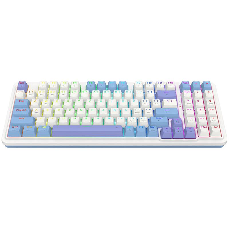 Кабелна и безжична Bluetooth геймърска клавиатура Redragon Gloria Pro K664WBP-RGB-PRO бяло RGB осветление - Image 2