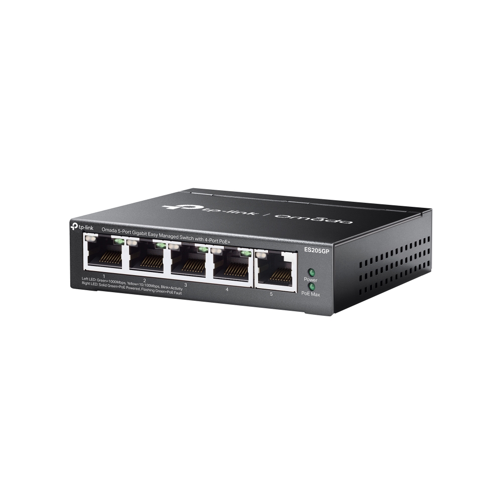 5-портов гигабитов управляем настолен комутатор TP-Link Omada ES205GP с 4-порта PoE+ - Image 2