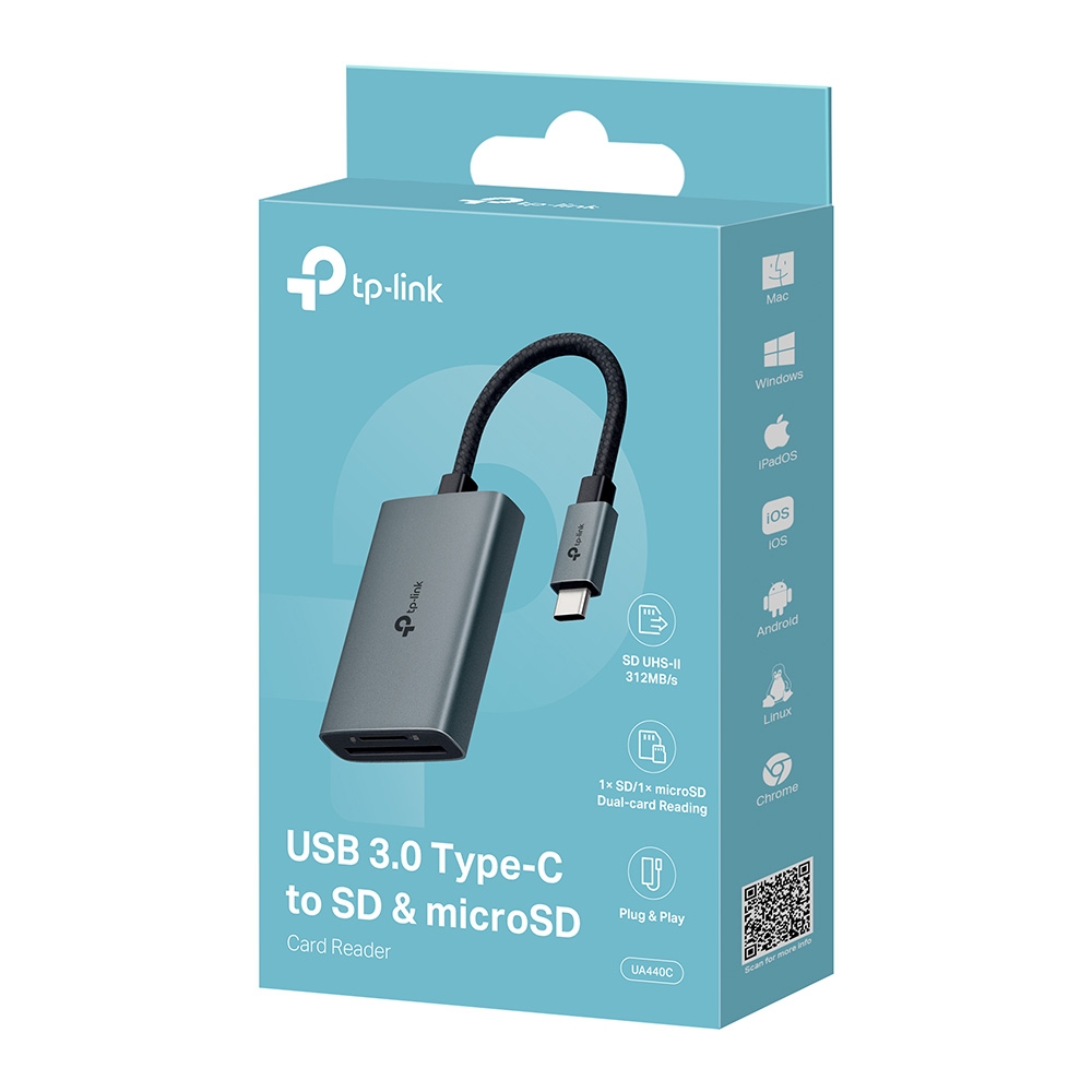 Четец на карти USB 3.0 Type-C към SD и microSD 4.0 TP-Link UA440C - Image 4