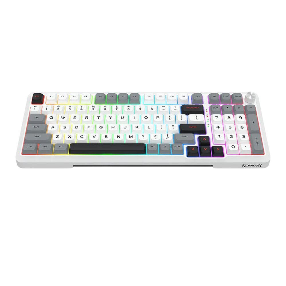 Геймърска Bluetooth безжична и жична механична клавиатура Redragon Bragi Pro K688WGL-RGB-PRO - бяло/сиво - Image 3