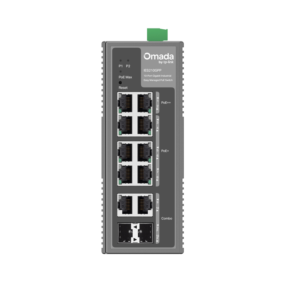 10-портов гигабитов индустриален лесно управляем комутатор TP-Link Omada IES210GPP с 6 PoE+ порта и 2 PoE++ порта - Image 2