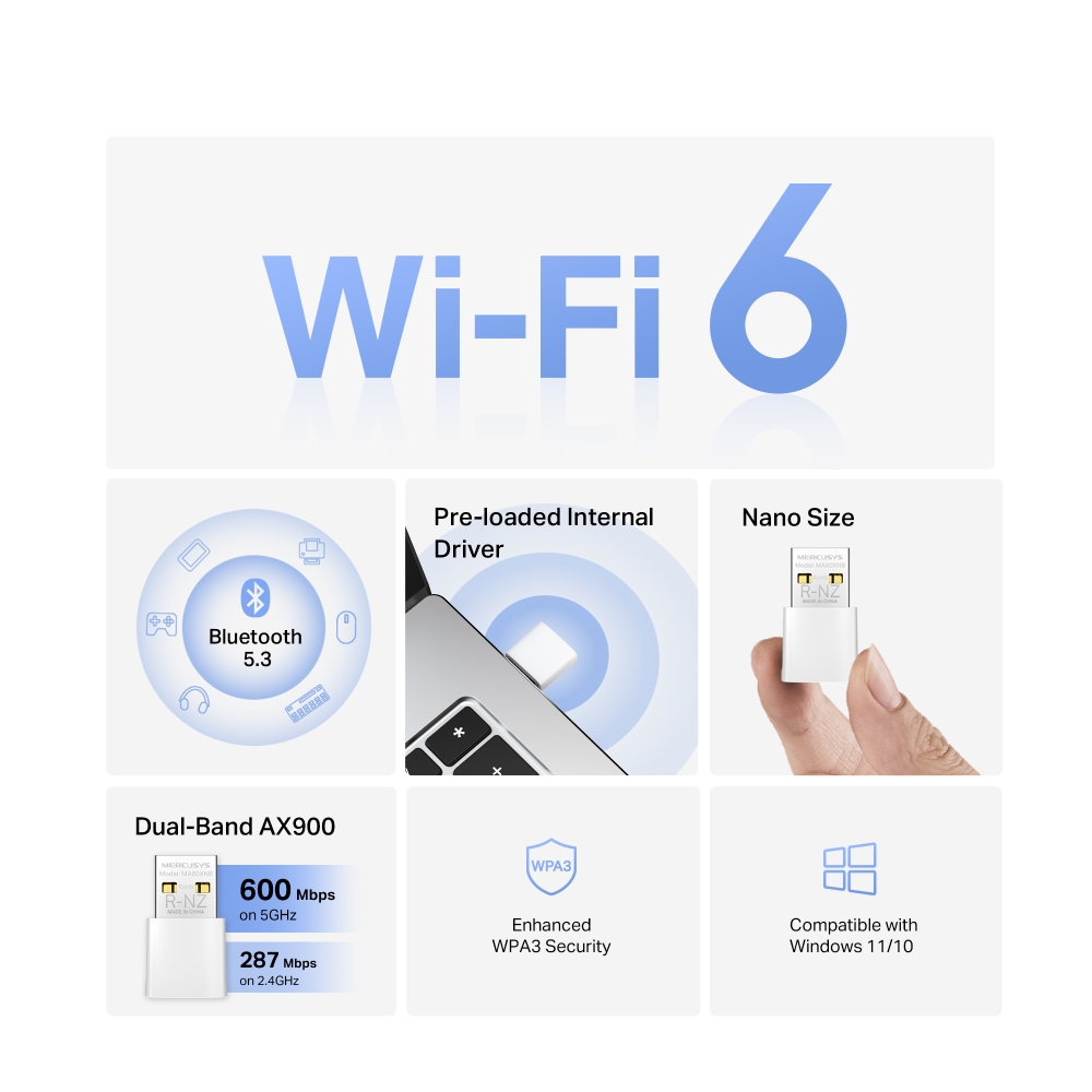 Bluetooth USB адаптер AX900 Nano Wi-Fi 6 Mercusys MA60XNB - Image 3