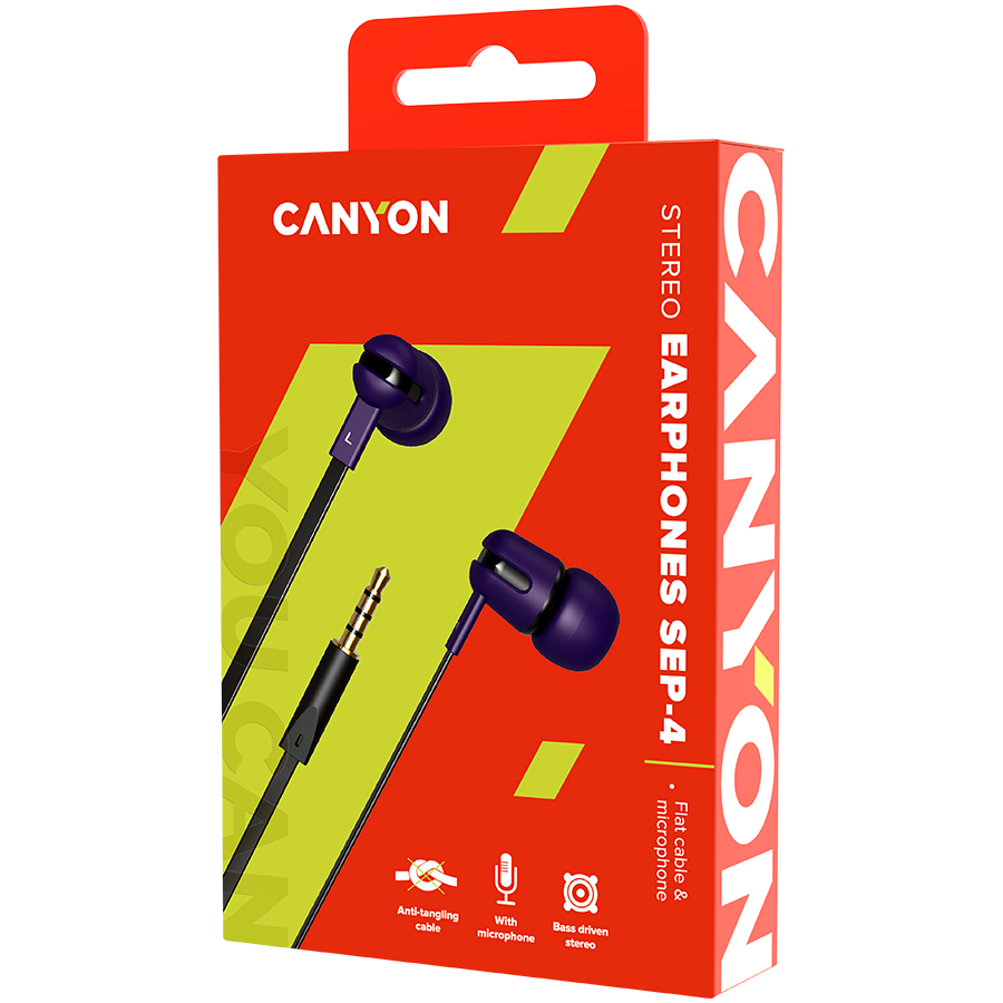 CANYON headphones SEP-4 Mic Flat 1.2m Violet - Image 2