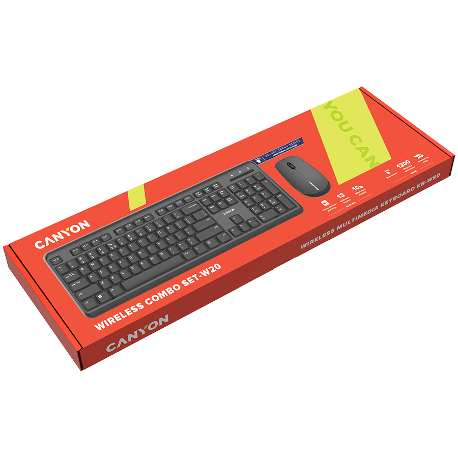 CANYON SET-W20 EN/BG Keyboard+Mouse Velvet Wireless Black - Image 3