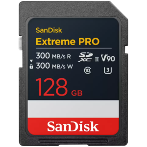 SANDISK Extreme PRO 128GB SDXC Memory Card, 300MB/s Read & Write speeds, 8K, V90, UHS-II