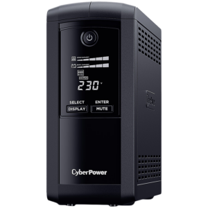 CyberPower UPS с AVR ,Line-Interactive, LCD display,700VA/390W, 4x Schuko, Runtime at 90W ( min ):33, Surge and Spike protection; VP700ELCD