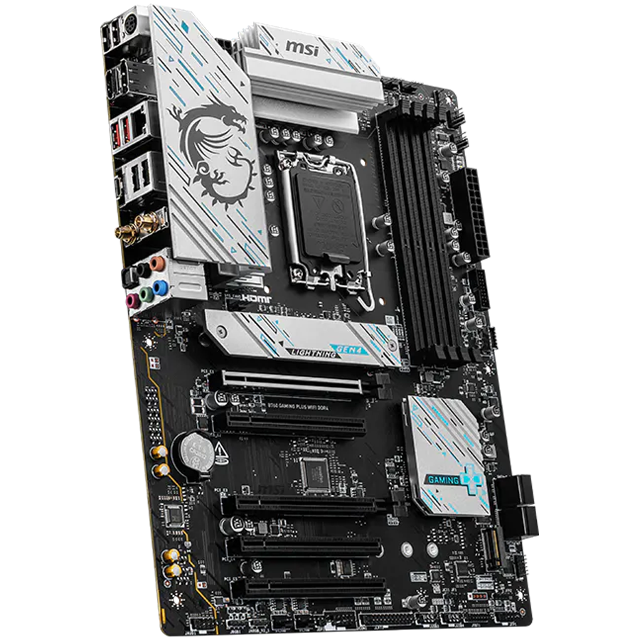 MSI B760 GAMING PLUS WIFI DDR4, LGA 1700, 4xDDR4, ATX, Dual Channel DDR4 5333(OC)MHz, 5x PCIe x16 slots, 2x M.2 slots, 1x HDMI, 1x DP, 2x USB 3.2 Gen 2, 1x USB 3.2 Gen 2 Type-C, 4x USB 2.0, 7.1 HD Audio, 2.5Gbps LAN, WI-Fi 6E, BT, 3Y - Image 3