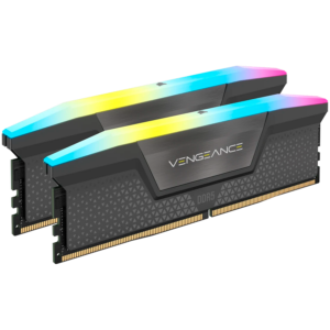 CORSAIR DDR5, 6000MT/s 16GB 2x8GB DIMM, Unbuffered, 36-44-44-96, Intel XMP & AMD EXPO, VENGEANCE RGB DDR5 Grey Heatspreader, RGB LED, 1.35V
