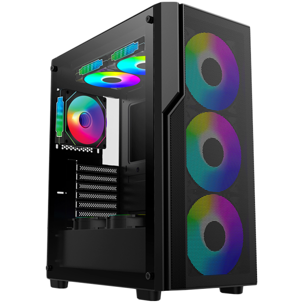 Chassis FC-C01 ARGB 7 slots; 1x Type-C, 3x USB 3.0; 3 x12cm ARGB front; 1 x12cm ARGB back; Without PSU