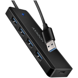AXAGON HUE-C1A 4x USB3.2 Gen 1 Travel hub, USB-C power IN, w. 20cm Type-A cable