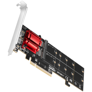 Axagon PCEM2-ND PCIE 2X NVME M.2 CONTROLLERPCI-Express x8 internal controller for connecting two NVMe M.2 SSD disks to a computer. Supports main boards without PCIe Bifurcation.