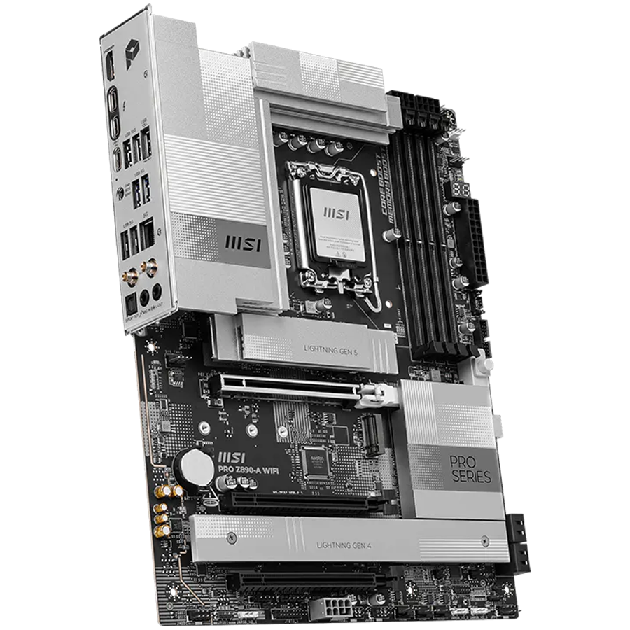 MSI PRO Z890-A WIFI, LGA 1851, Dual Channel DDR5 up to 9200(OC)MHz, 3x PCIe x16 slots, 4x M.2 slot, 4xUSB 5Gbps, 3xUSB 10Gbps A, 1xUSB 10 Gbps C, 2xThunderbolt 40Gbps Type-C, HDMI, 5G LAN, WIFI, 7.1 Audio, 3Y - Image 2