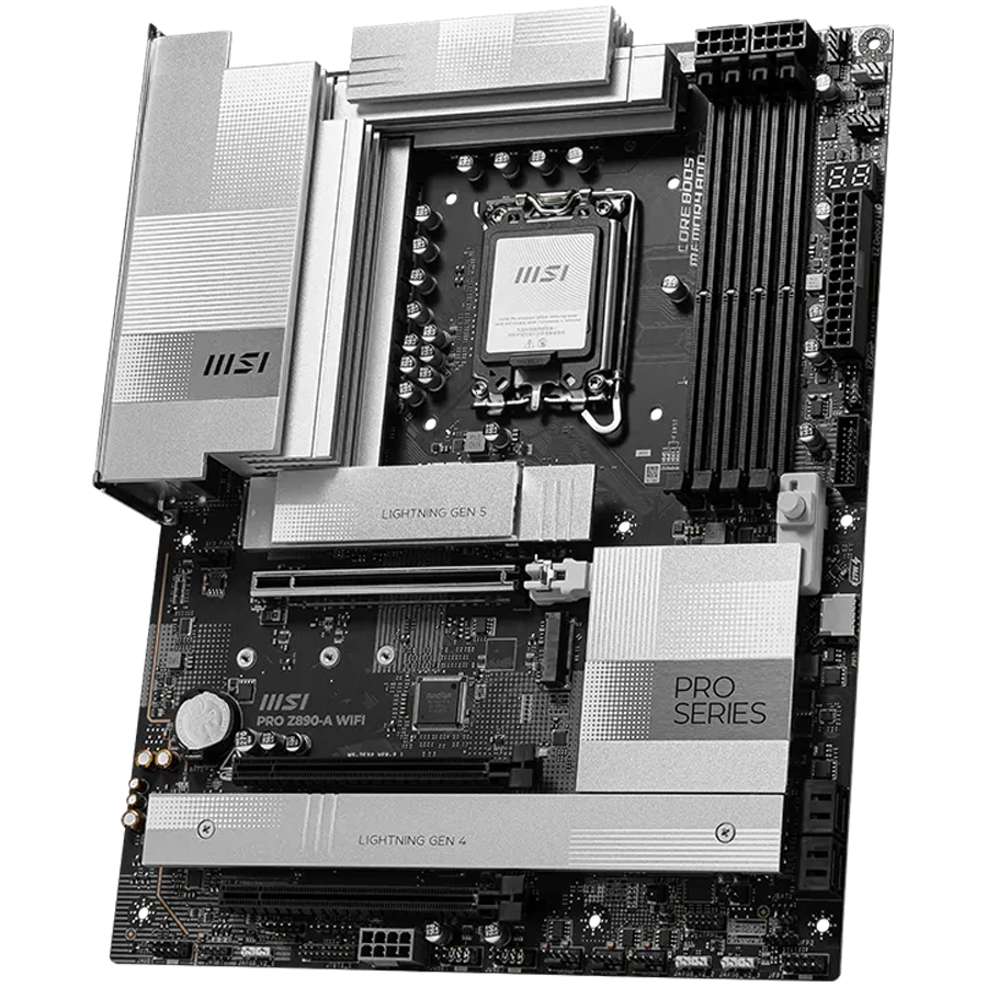 MSI PRO Z890-A WIFI, LGA 1851, Dual Channel DDR5 up to 9200(OC)MHz, 3x PCIe x16 slots, 4x M.2 slot, 4xUSB 5Gbps, 3xUSB 10Gbps A, 1xUSB 10 Gbps C, 2xThunderbolt 40Gbps Type-C, HDMI, 5G LAN, WIFI, 7.1 Audio, 3Y - Image 3