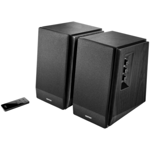Edifier R1700BT 2.0 Bookshelf Speakers, BT V5.1, RCA, 0.75-inch Tweeters, 4-inch Drivers, 66W (RMS), Control Knobs and Remote Control, Black
