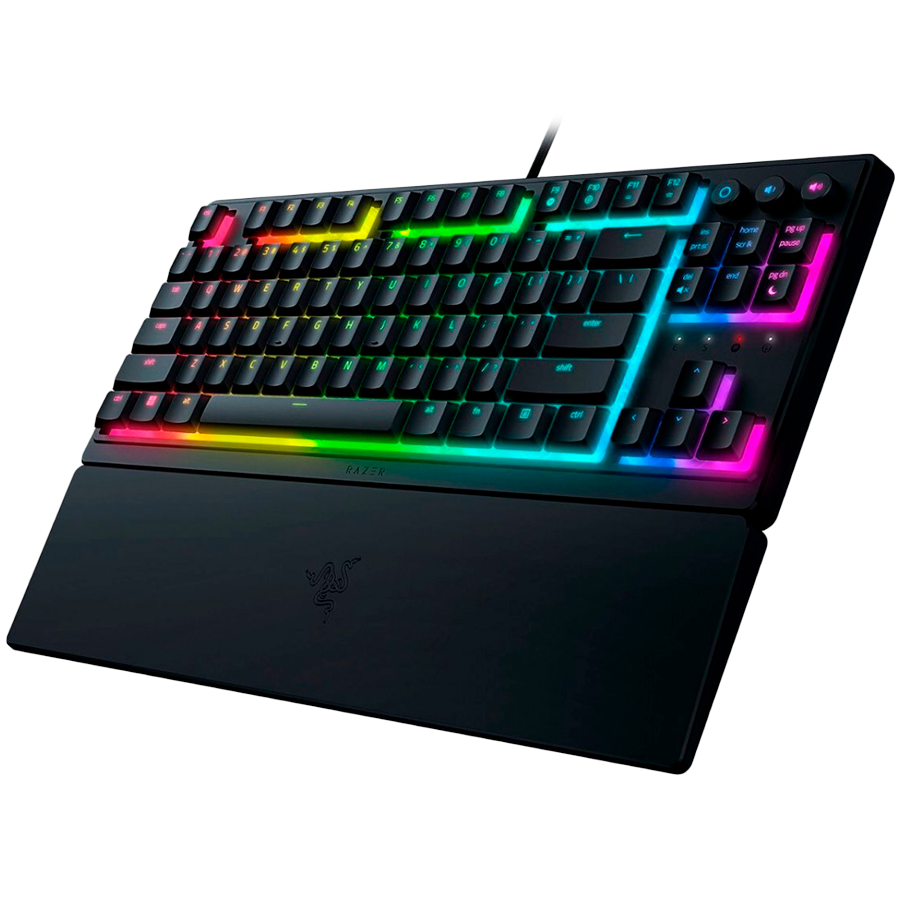 Razer Ornata V3 Tenkeyless, Low Profile Gaming Keyboard, US Layout, 8 Razer Chroma™ RGB Lighting Zones, Dedicated Media Keys, UV-coated ABS Keycaps, 1000 Hz Ultrapolling, Durable spill-resistant design, Braided fiber cable - Image 2