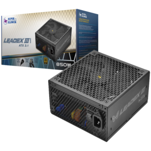 Super Flower Leadex III Gold 850W ATX 3.1, 80 Plus Gold, Fully Modular, Flat Black Cables, 140mm Fan, 150mmx150mmx86mm, 7 Year Warranty