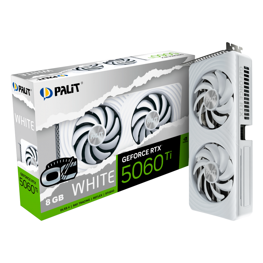 PALIT GeForce RTX 5060Ti White OC 8GB GDDR7 128 bit, 1x HDMI 2.1b, 3x DP 2.1b, 2 Fan, 1x 8-pin pwr connector, 600W, 262.1 x 126.3 x 40.1 mm, NE7506TU19P1-GB2062M - Image 2