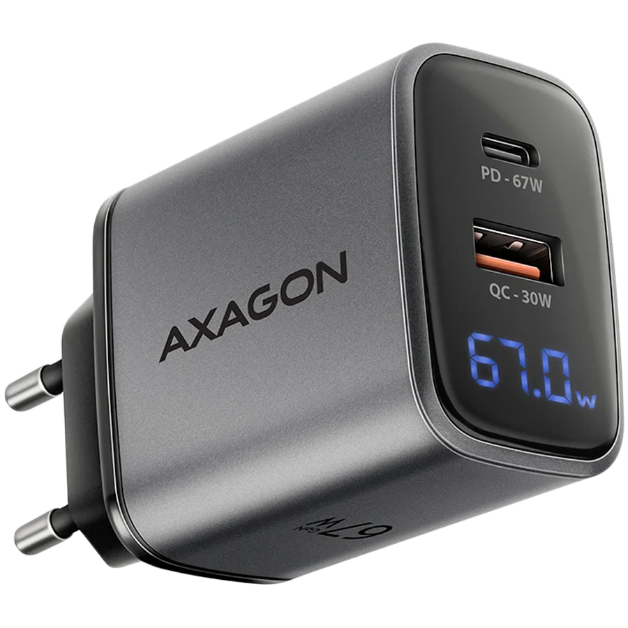 ACU-PQ67D PD3.0 & QC4+2xOUTPUTS, LCD display, wall charger 67W