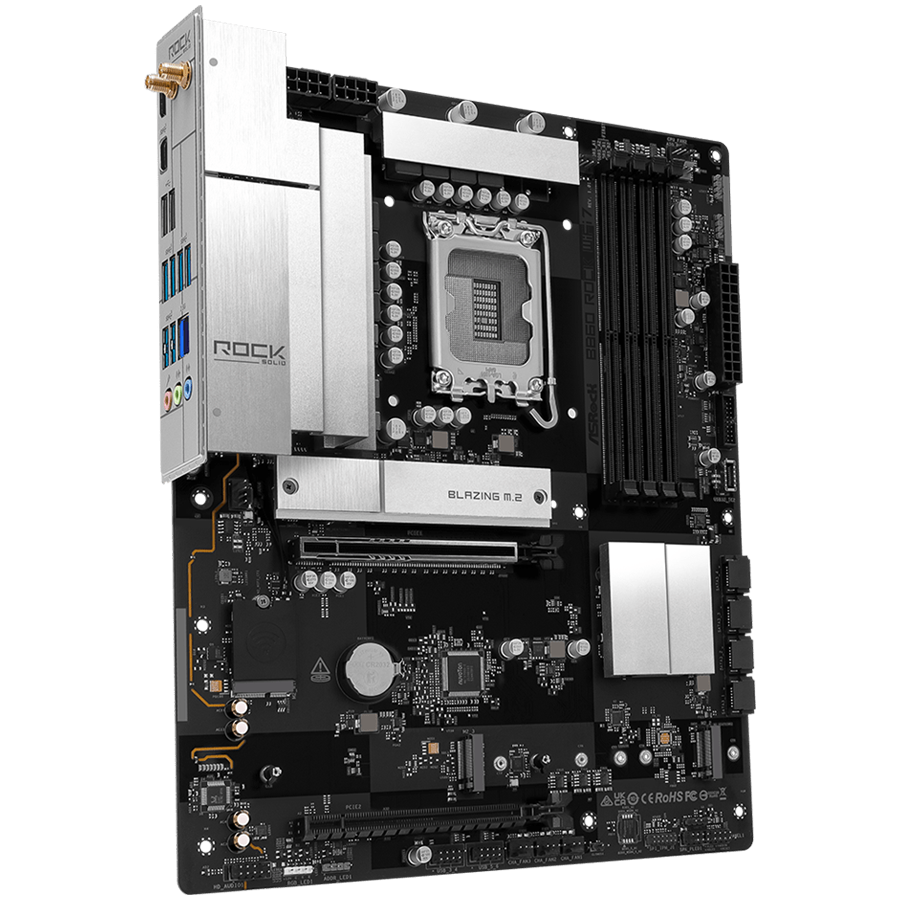 ASROCK MB Desktop B860 Rock Wi-fi 7, S.1851, 4x DDR5, 1x PCIe 5.0 x16, 1x PCIe 4.0 x4, 1x Blazing M.2, 2x Hyper M.2, 4x SATA3, 2x USB-C, 7x USB 3.2, 6x USB 2.0, 1x RJ-45 2.5GB Lan, 802.11be Wi-Fi 7 + Bluetooth 5.4, ATX - Image 2
