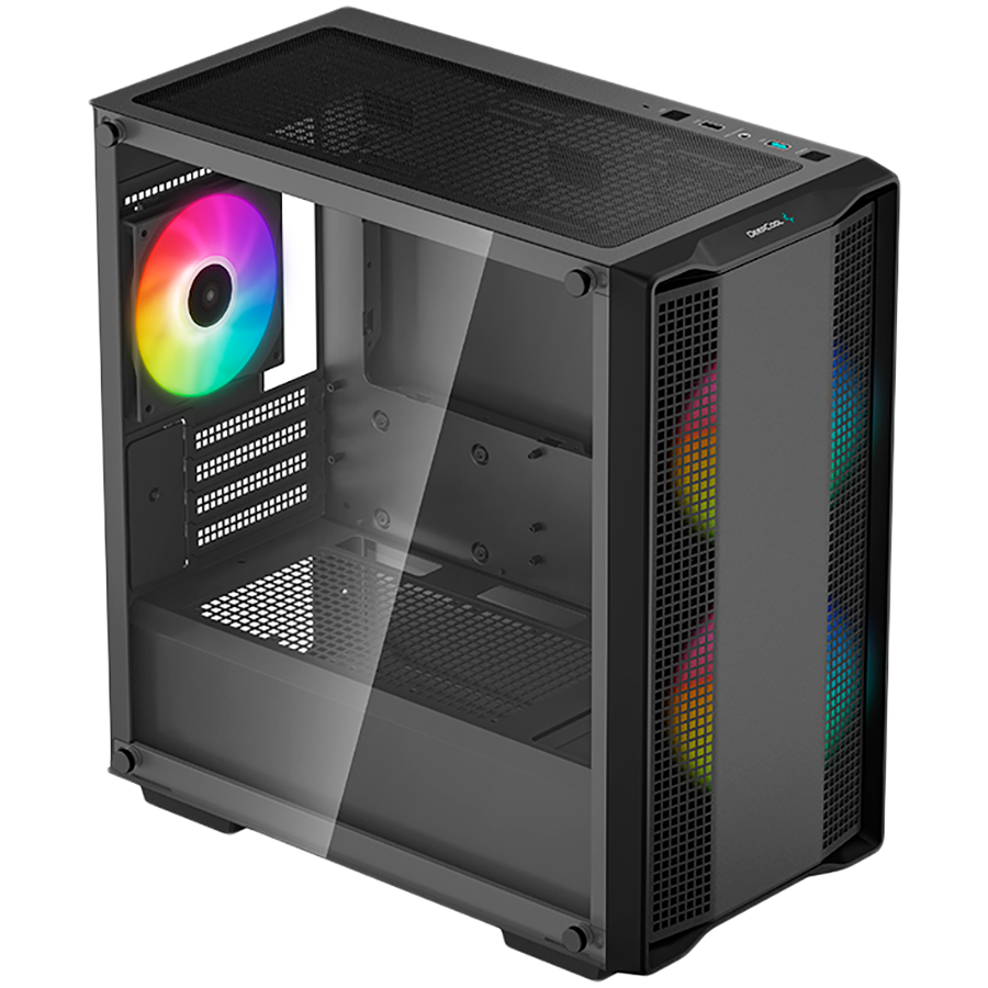 DeepCool CC360 ARGB, Mid Tower, Mini-ITX/Micro-ATX, 1xUSB3.0, 1xUSB2.0, 1xAudio, 3x120mm Pre-Installed ARGB Fans, Tempered Glass, Mesh Panel, Black, R-CC360-BKAPM3-G-1 - Image 3