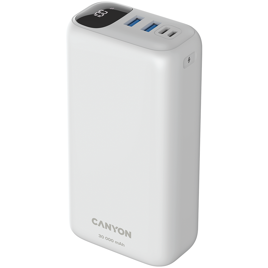 CANYON power bank PB-301 LED 30000 mAh PD 20W QC 3.0 White - Image 2