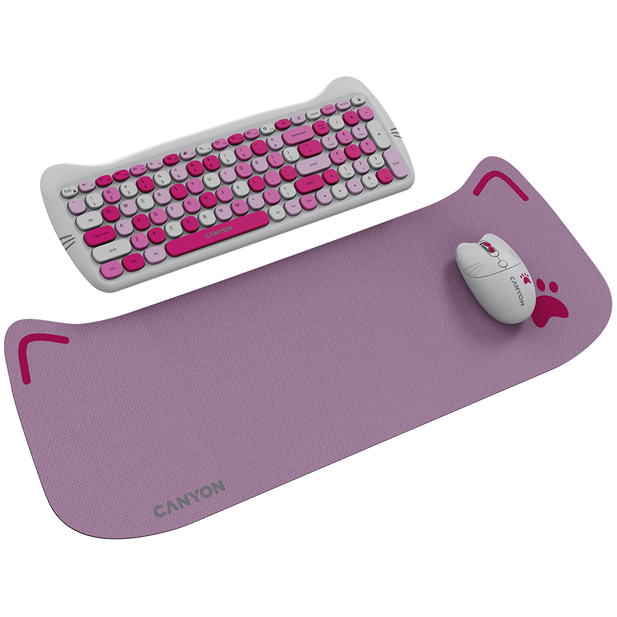 CANYON HSET-W6 EN Keyboard+Mouse Kitty Edition AAA+АА Wireless Pink - Image 2