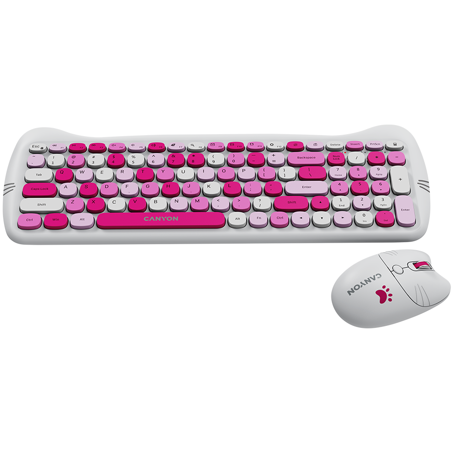 CANYON HSET-W6 EN Keyboard+Mouse Kitty Edition AAA+АА Wireless Pink - Image 3